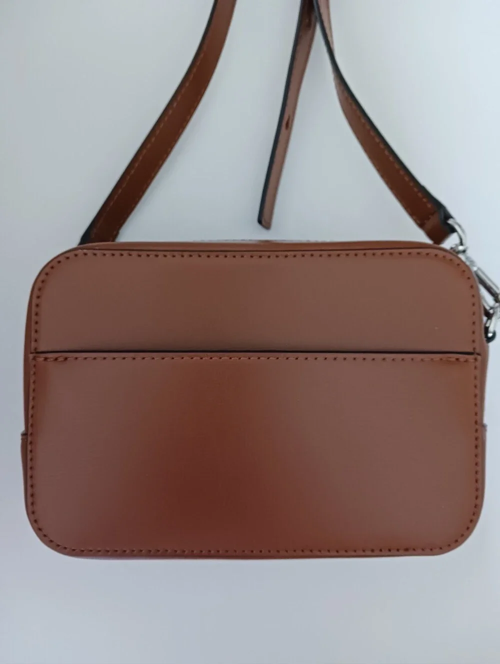 GANNI Cognac Textured Leather Crossbody Bag Adjustable Strap - Picture 5 of 9